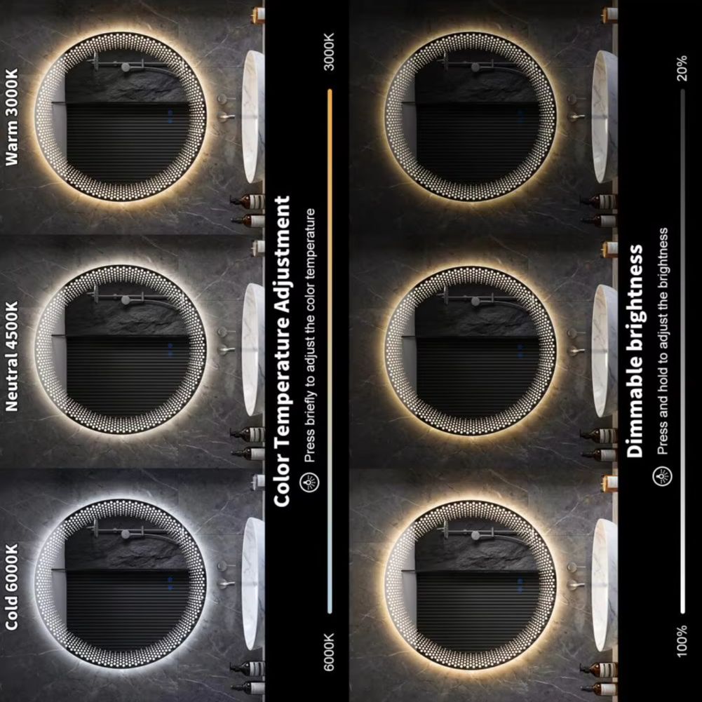 Bathroom Mirror Led - مرآة حمام دائرية بإضاءة LED، 3
