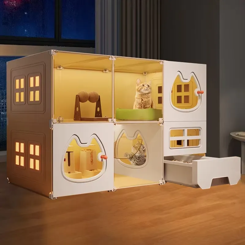 Home One Bathroom Accessories - بيت قطط بلاستيكي متكامل مع صندوق