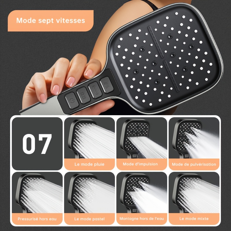 Home One Bathroom Accessories - 7 إعدادات رأس دش محمول باليد