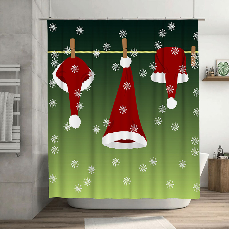 Home Bathroom Ideas - TU احتفالي عيد الميلاد دش الستار