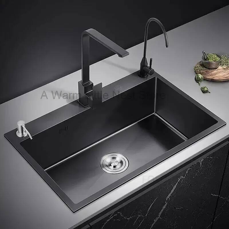 Home One Bathroom Accessories - حوض مطبخ نانو أسود، حوض حمام