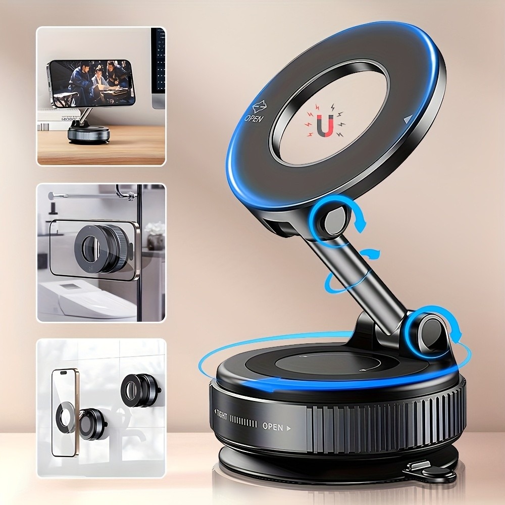 Home One Bathroom Accessories - حامل هاتف مغناطيسي بكوب شفط، حامل