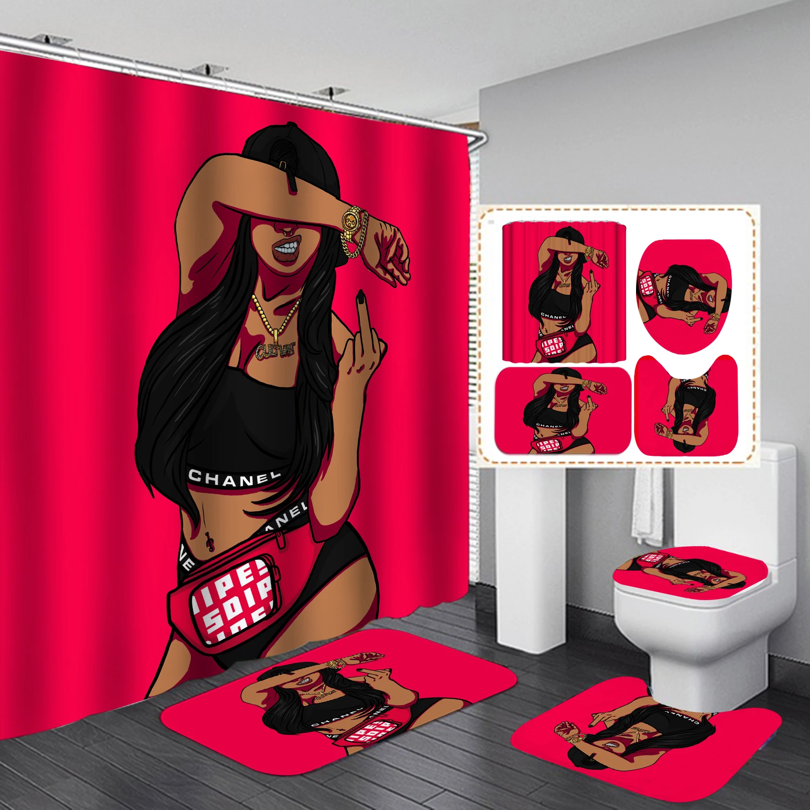ستارة حمام مخصصة بتصميم فتاة أ - مراجعة Home Goods Bathroom Accessories وسعره