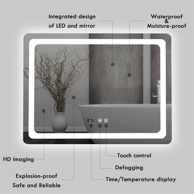 مرآة حمام LED عصرية مقاس 16×24 - مراجعة Bathroom Mirror Led وسعره